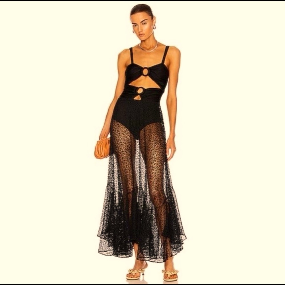 Rare Authentic PATBO black double swimsuit lace dress one piece outfit sold out